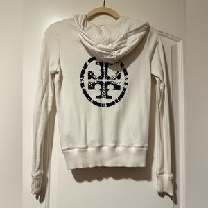 Tory Burch Logo White Hooded Jacket size XS